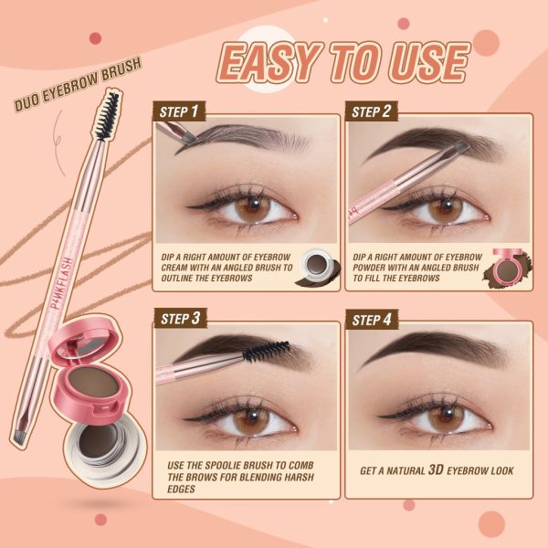 PINKFLASH PF-E22 2 in 1 Duo Effect Eyebrow Cream and Powder - Image 3