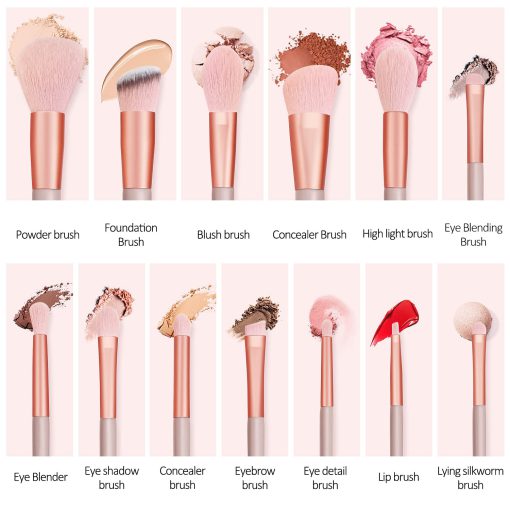 MAANGE 12Pcs Makeup Brushes Set with Bag - Nude - Image 3