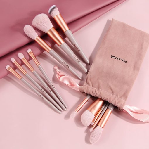 MAANGE 12Pcs Makeup Brushes Set with Bag - Nude