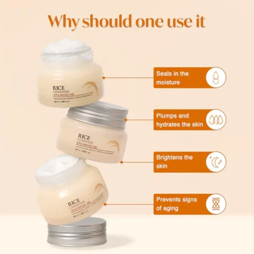 The Face Shop Rice & Ceramide Moisturizing Cream - 50ml - Image 2