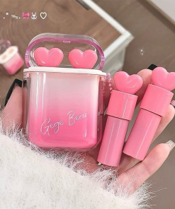 Gege Bear Heart Beating Earbuds Lipstick & Lip Gloss Combination