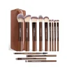 MAANGE 13PCS Dark Brown Brush Set Dark with Makeup Bag