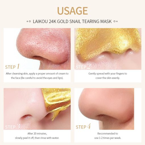 LAIKOU 24K Gold Snail Tearing Mask - 50g - Image 3