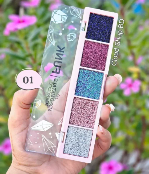 SEVENCOOL Mixed Metals Funk Glitter 5 Color Eyeshadow Palette   - Image 2