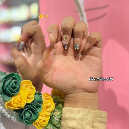 Premium Quality Stone Fake Nails Set