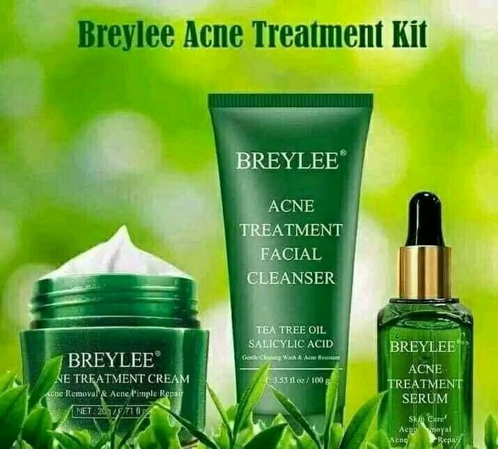 BREYLEE Acne Treatment Facial Cleanser Serum Cream (Combo 3pcs Set)