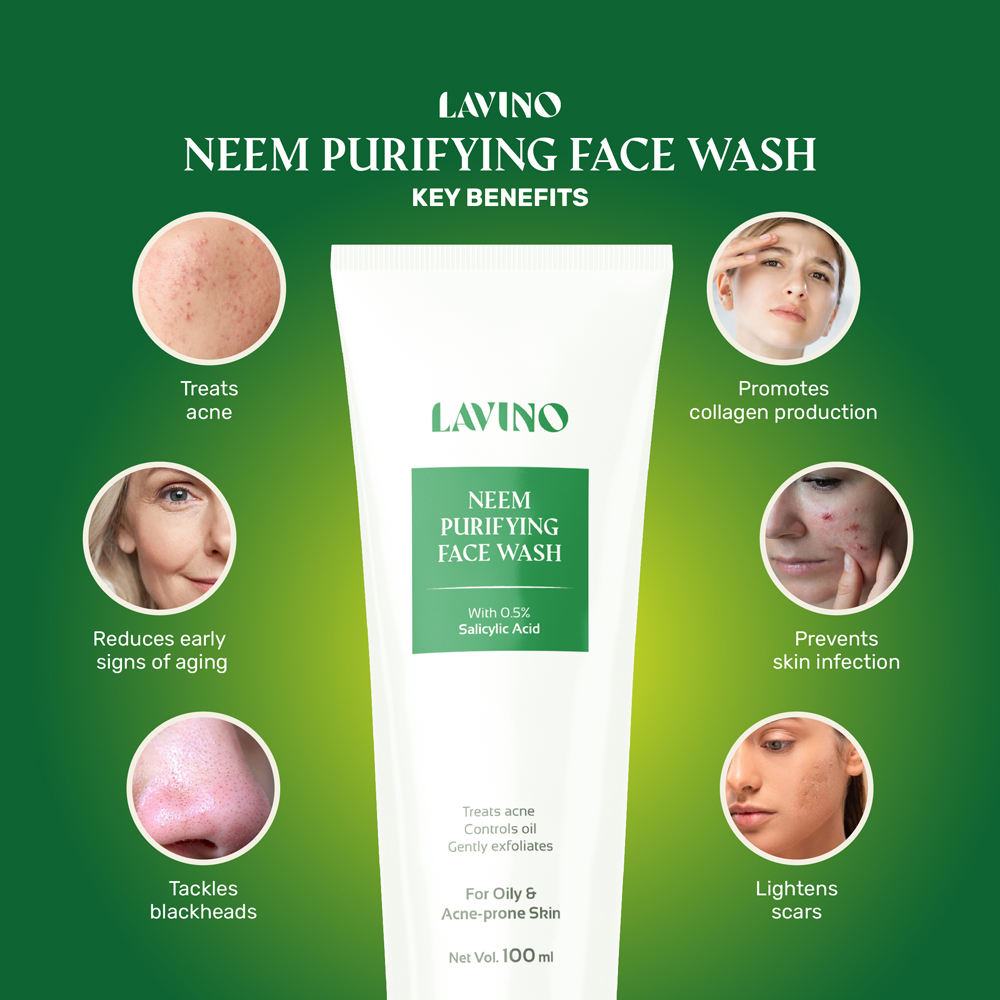 Lavino Neem Purifying Face Wash With 0.5% Salicylic Acid-100ml - Image 2