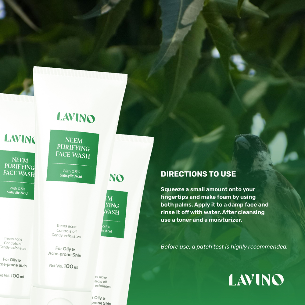 Lavino Neem Purifying Face Wash With 0.5% Salicylic Acid-100ml - Image 3