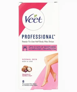 Veet Professional 8pcs Wax Strips with Shea Butter & Acal Berry Scent for Normal Skin - 8 Strips