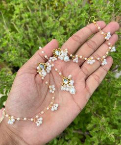 Handcrafted Pearl & Gold Kundan Hair Vine
